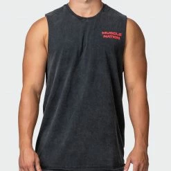 Muscle Nation 30% EOFY SALE Mens Skull Vintage Tank - Washed Black