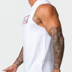 Muscle Nation Slash Multi Vintage Tank - Washed White