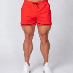 Muscle Nation Mens Squat Shorts - Red/ Black