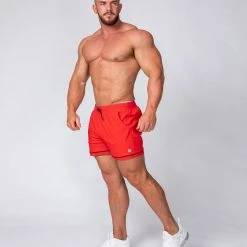 Muscle Nation Mens Squat Shorts - Red/ Black