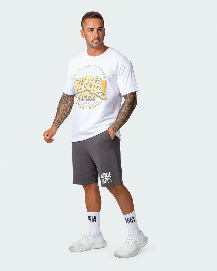 Muscle Nation Mens Unwind Shorts - Charcoal 12 Muscle Nation Mens Unwind Shorts - Charcoal
