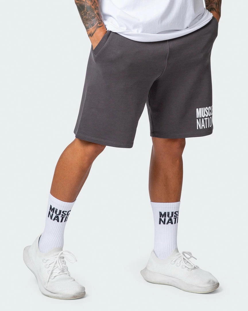 Muscle Nation Mens Unwind Shorts - Charcoal 3 Muscle Nation Mens Unwind Shorts - Charcoal