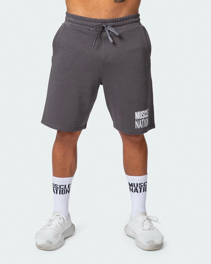 Muscle Nation Mens Unwind Shorts - Charcoal 4 Muscle Nation Mens Unwind Shorts - Charcoal