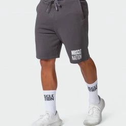 Muscle Nation Mens Unwind Shorts - Charcoal 14 Muscle Nation Mens Unwind Shorts - Charcoal