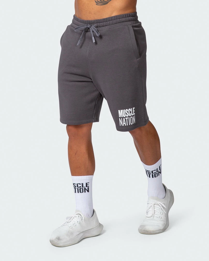 Muscle Nation Mens Unwind Shorts - Charcoal 5 Muscle Nation Mens Unwind Shorts - Charcoal