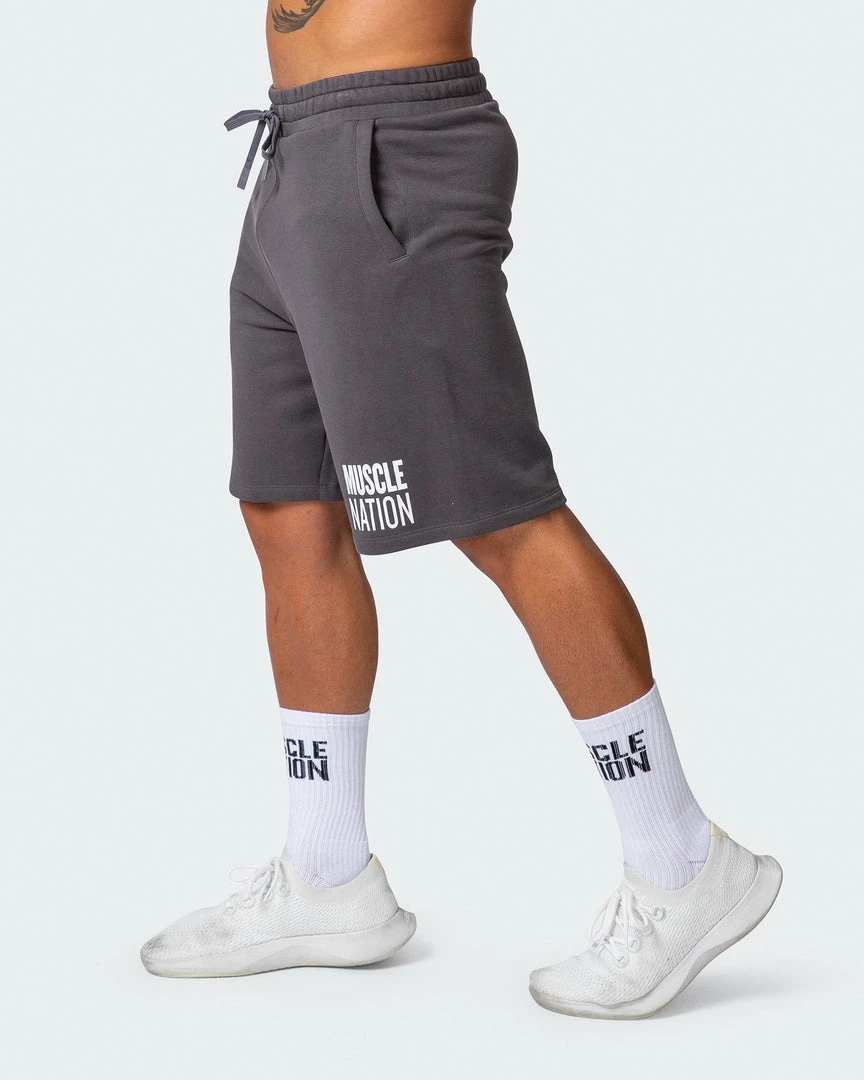 Muscle Nation Mens Unwind Shorts - Charcoal 6 Muscle Nation Mens Unwind Shorts - Charcoal