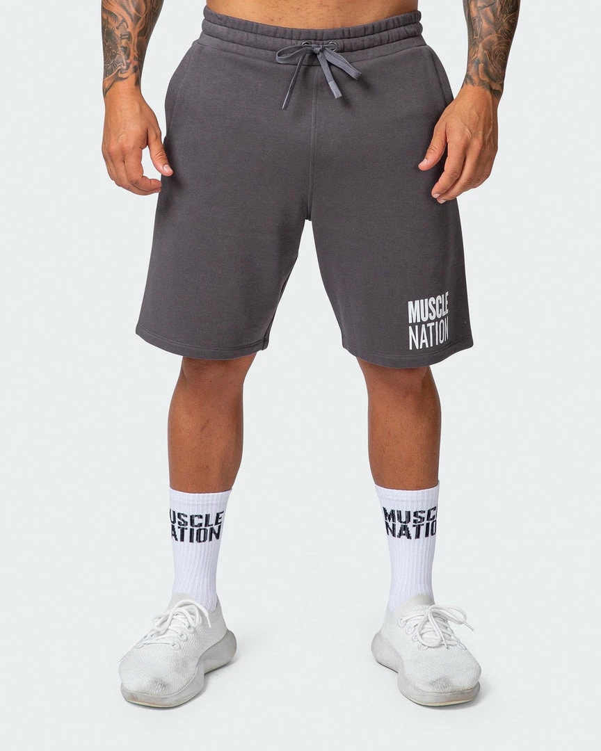 Muscle Nation Mens Unwind Shorts - Charcoal 11 Muscle Nation Mens Unwind Shorts - Charcoal