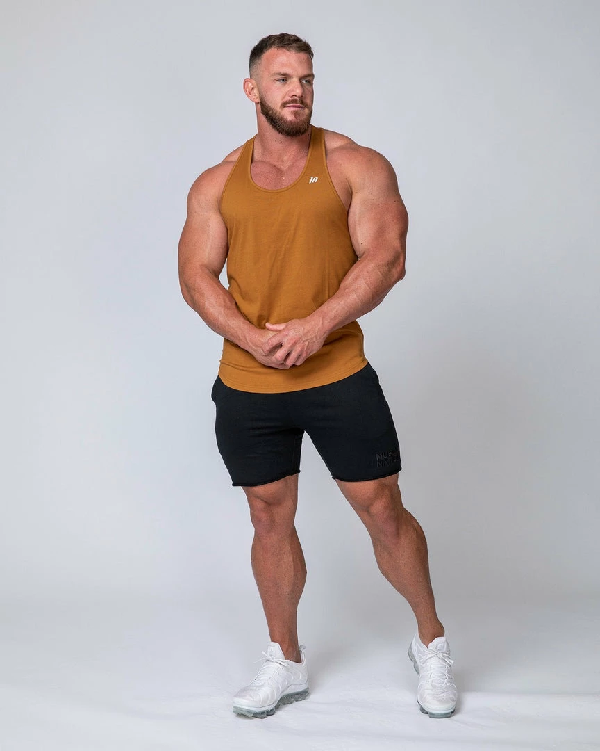 Muscle Nation Y Back Singlet - Latte Mens 10 Muscle Nation Y Back Singlet - Latte Mens