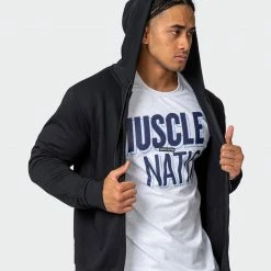 Muscle Nation Athletica Zip Up Hoodie - Black