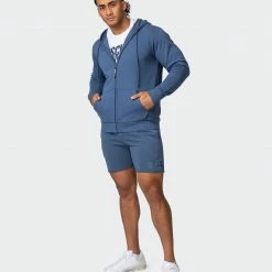 Muscle Nation Athletica Zip Up Hoodie - Denim Blue