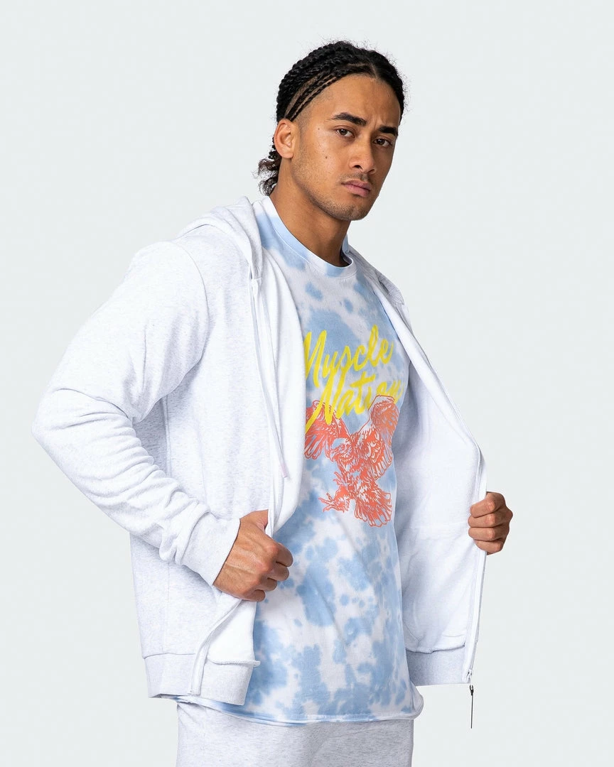Muscle Nation Zip Up Hoodie - White Marl Athletica 3 Muscle Nation Zip Up Hoodie - White Marl Athletica