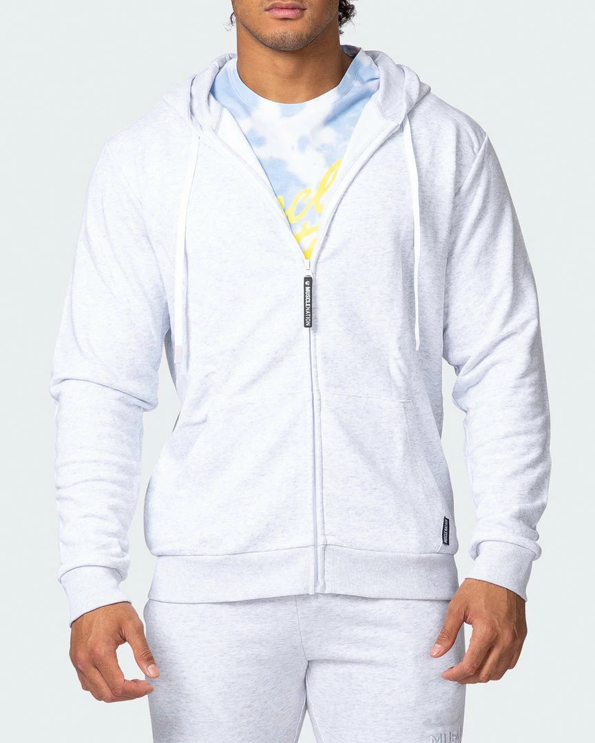 Muscle Nation Zip Up Hoodie - White Marl Athletica 4 Muscle Nation Zip Up Hoodie - White Marl Athletica