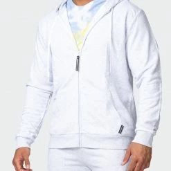 Muscle Nation Zip Up Hoodie - White Marl Athletica 13 Muscle Nation Zip Up Hoodie - White Marl Athletica