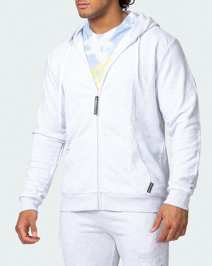 Muscle Nation Zip Up Hoodie - White Marl Athletica 5 Muscle Nation Zip Up Hoodie - White Marl Athletica