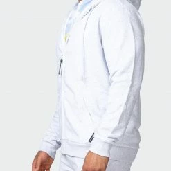 Muscle Nation Zip Up Hoodie - White Marl Athletica 14 Muscle Nation Zip Up Hoodie - White Marl Athletica