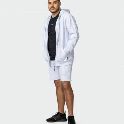 Muscle Nation Zip Up Hoodie - White Marl Athletica 18 Muscle Nation Zip Up Hoodie - White Marl Athletica