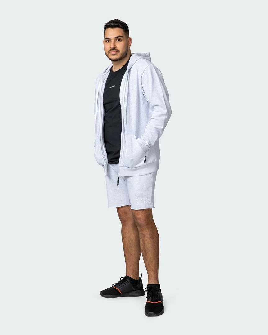 Muscle Nation Zip Up Hoodie - White Marl Athletica 10 Muscle Nation Zip Up Hoodie - White Marl Athletica