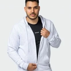 Muscle Nation Zip Up Hoodie - White Marl Athletica 19 Muscle Nation Zip Up Hoodie - White Marl Athletica
