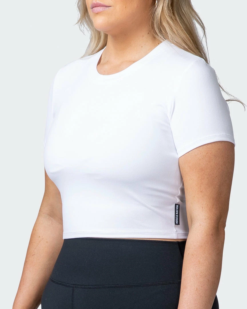 Muscle Nation 30% EOFY SALE MN Everyday Cropped Tee - White 5 Muscle Nation 30% EOFY SALE MN Everyday Cropped Tee - White
