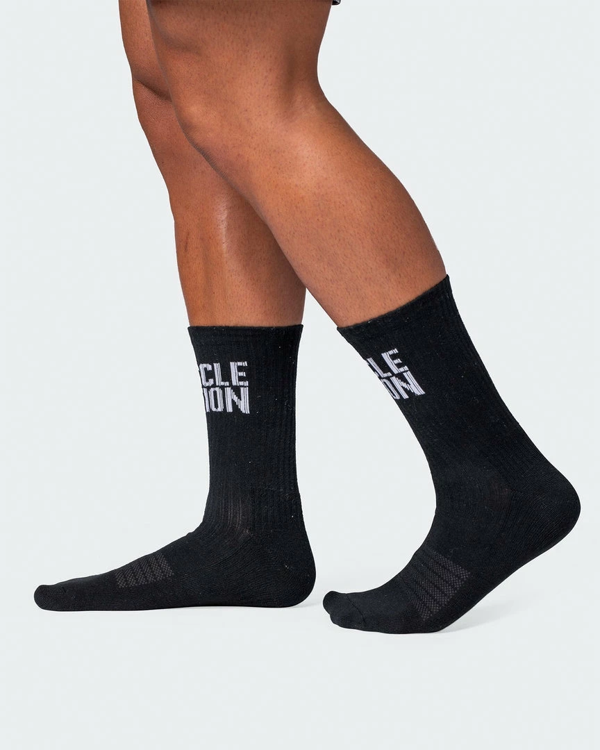 Muscle Nation 30% EOFY SALE MN Unisex Crew Socks 2 Pack - Black 4 Muscle Nation 30% EOFY SALE MN Unisex Crew Socks 2 Pack - Black