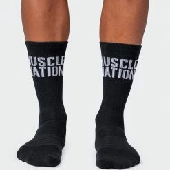 Muscle Nation 30% EOFY SALE MN Unisex Crew Socks 2 Pack - Black 9 Muscle Nation 30% EOFY SALE MN Unisex Crew Socks 2 Pack - Black
