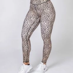 Muscle Nation Non Scrunch Motion Full Length Leggings - Yellow Leopard