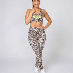 Muscle Nation Non Scrunch Motion Full Length Leggings - Yellow Leopard