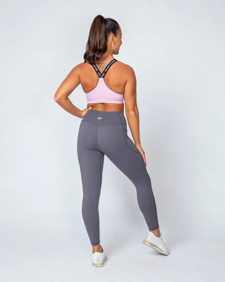 Muscle Nation Motion Pocket Ankle Length - Sleet Grey Non Scrunch 5 Muscle Nation Motion Pocket Ankle Length - Sleet Grey Non Scrunch