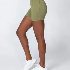Muscle Nation Non Scrunch Motion Pocket Bike Shorts - Olive