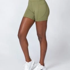 Muscle Nation Non Scrunch Motion Pocket Bike Shorts - Olive 16 Muscle Nation Non Scrunch Motion Pocket Bike Shorts - Olive