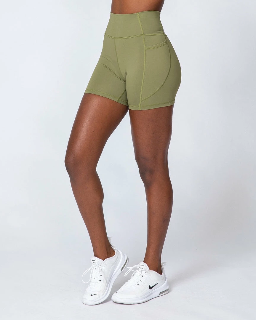 Muscle Nation Non Scrunch Motion Pocket Bike Shorts - Olive 9 Muscle Nation Non Scrunch Motion Pocket Bike Shorts - Olive