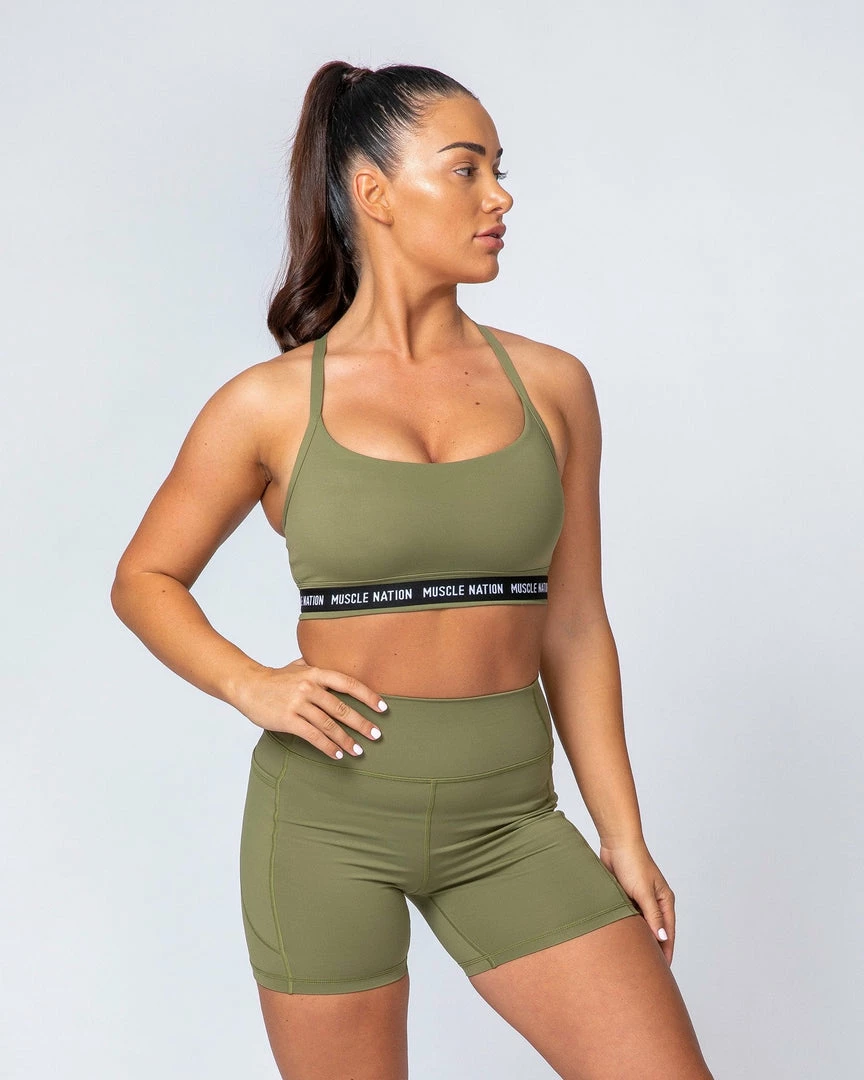 Muscle Nation Non Scrunch Motion Pocket Bike Shorts - Olive 10 Muscle Nation Non Scrunch Motion Pocket Bike Shorts - Olive