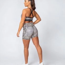 Muscle Nation Non Scrunch Motion Pocket Bike Shorts - Yellow Leopard