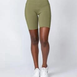 Muscle Nation Non Scrunch Motion Pocket Referee Shorts - Olive