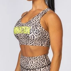 Muscle Nation Motion Sculpt Bra - Yellow Leopard Womens
