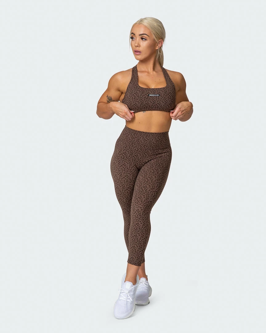 Muscle Nation Signature Scrunch 7/8 Leggings - Chocolate Mini Cheetah Print Welcome To The Club 9 Muscle Nation Signature Scrunch 7/8 Leggings - Chocolate Mini Cheetah Print Welcome To The Club