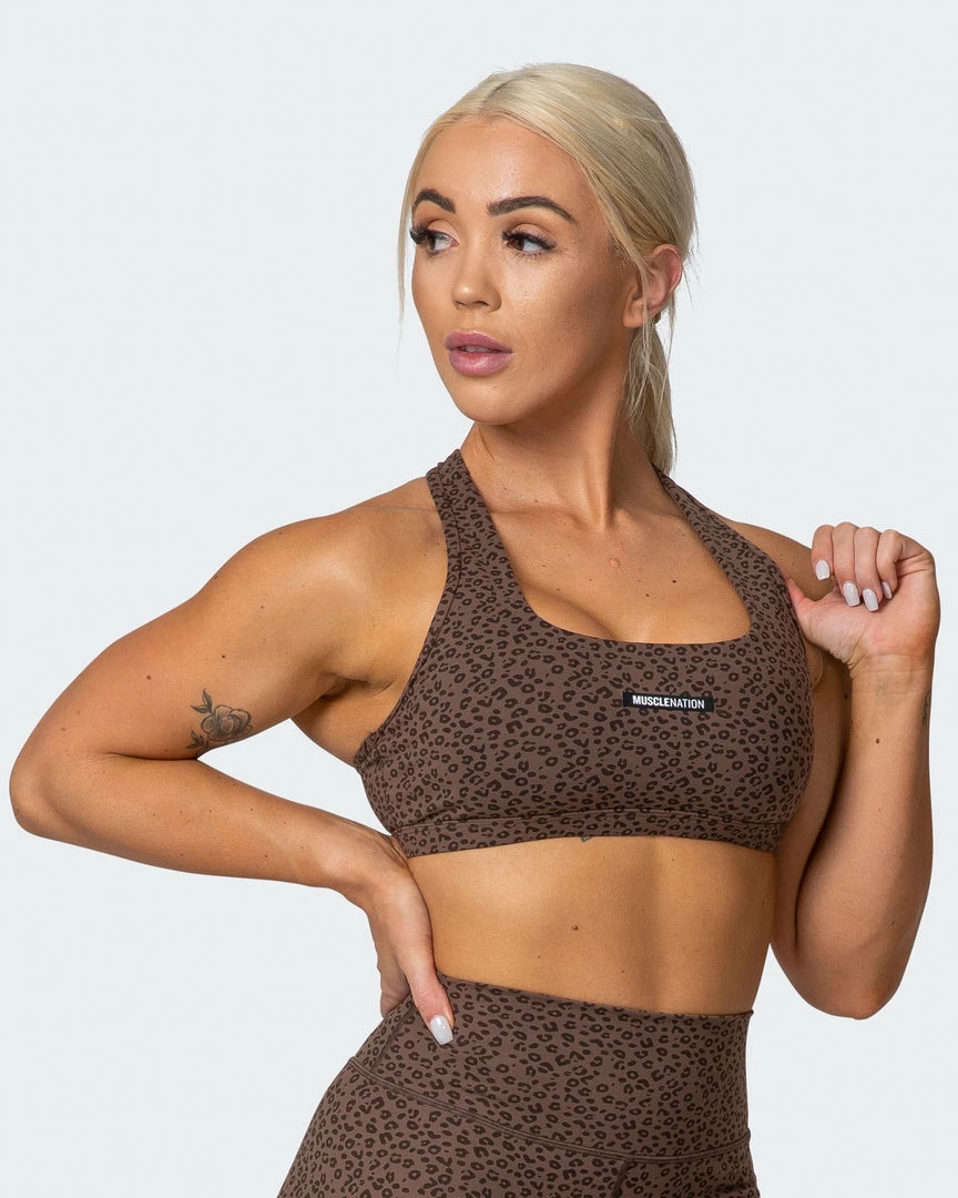 Muscle Nation Flex Bra - Chocolate Mini Cheetah Print 3 Muscle Nation Flex Bra - Chocolate Mini Cheetah Print