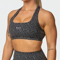 Muscle Nation Welcome To The Club Flex Bra - Monochrome Mini Cheetah Print