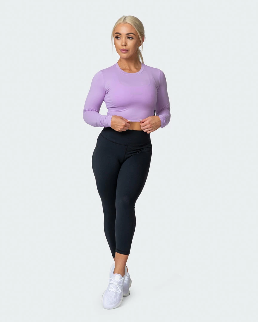 Muscle Nation MN Everyday Cropped Long Sleeve Top - Lilac Welcome To The Club 9 Muscle Nation MN Everyday Cropped Long Sleeve Top - Lilac Welcome To The Club