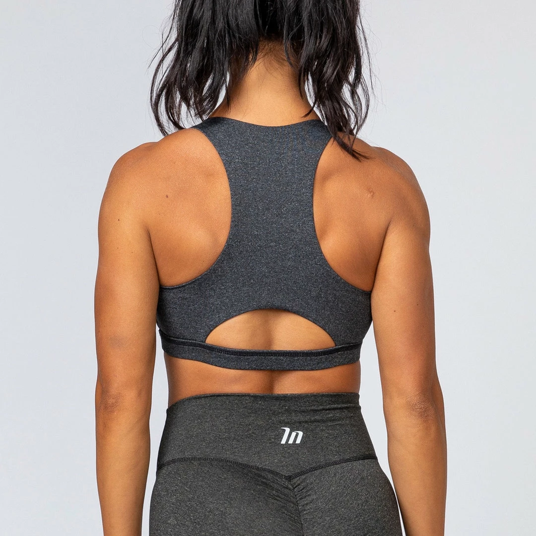 Muscle Nation Womens Power Bra - Heather Black 3 Muscle Nation Womens Power Bra - Heather Black