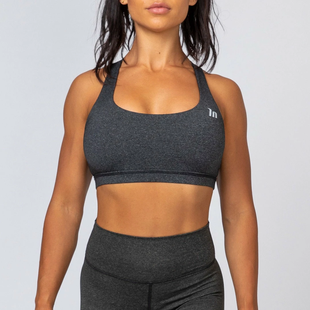 Muscle Nation Womens Power Bra - Heather Black 4 Muscle Nation Womens Power Bra - Heather Black