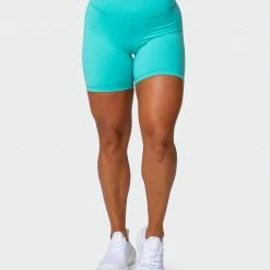 Muscle Nation 30% EOFY SALE Prize Fighter Bike Shorts - Aqua W/ White & Black