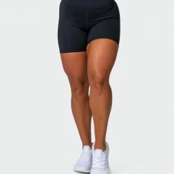 Muscle Nation Prize Fighter Bike Shorts - Black W/ White & Aqua 30% EOFY SALE