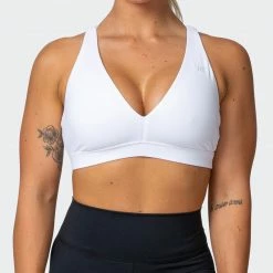 Muscle Nation Welcome To The Club All-Star Deep V Bra - White