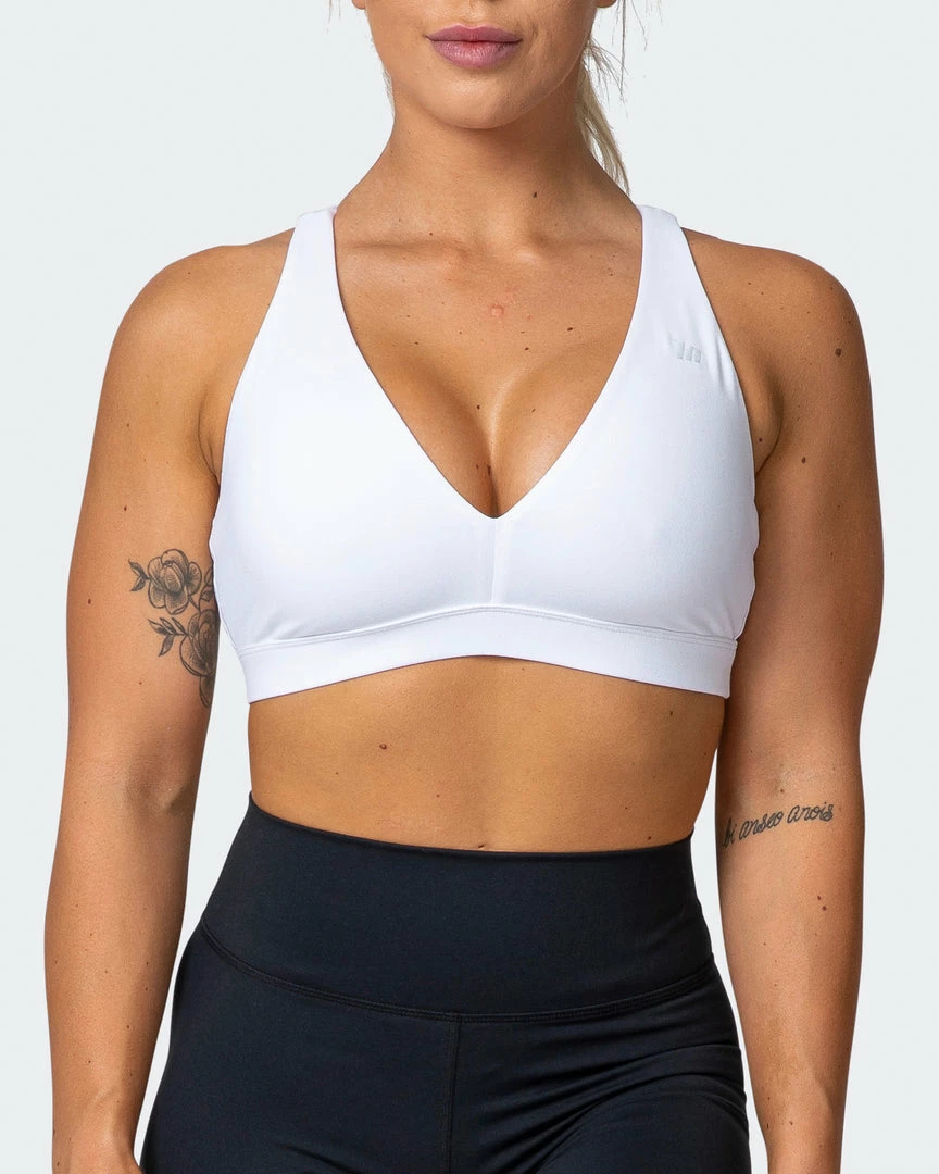 Muscle Nation Welcome To The Club All-Star Deep V Bra - White 4 Muscle Nation Welcome To The Club All-Star Deep V Bra - White