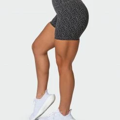 Muscle Nation Welcome To The Club Signature Scrunch Midway Shorts - Monochrome Mini Cheetah Print