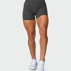 Muscle Nation Welcome To The Club Signature Scrunch Midway Shorts - Monochrome Mini Cheetah Print