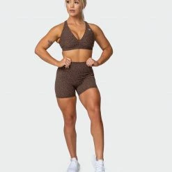 Muscle Nation All-Star Deep V Bra - Chocolate Mini Cheetah Print Welcome To The Club