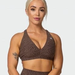 Muscle Nation All-Star Deep V Bra - Chocolate Mini Cheetah Print Welcome To The Club