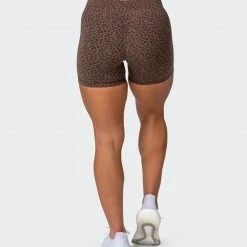 Muscle Nation Welcome To The Club Signature Scrunch Midway Shorts - Chocolate Mini Cheetah Print